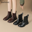 达芙妮小短靴女2025新款秋冬季切尔西女靴子加绒英伦风马丁靴女款