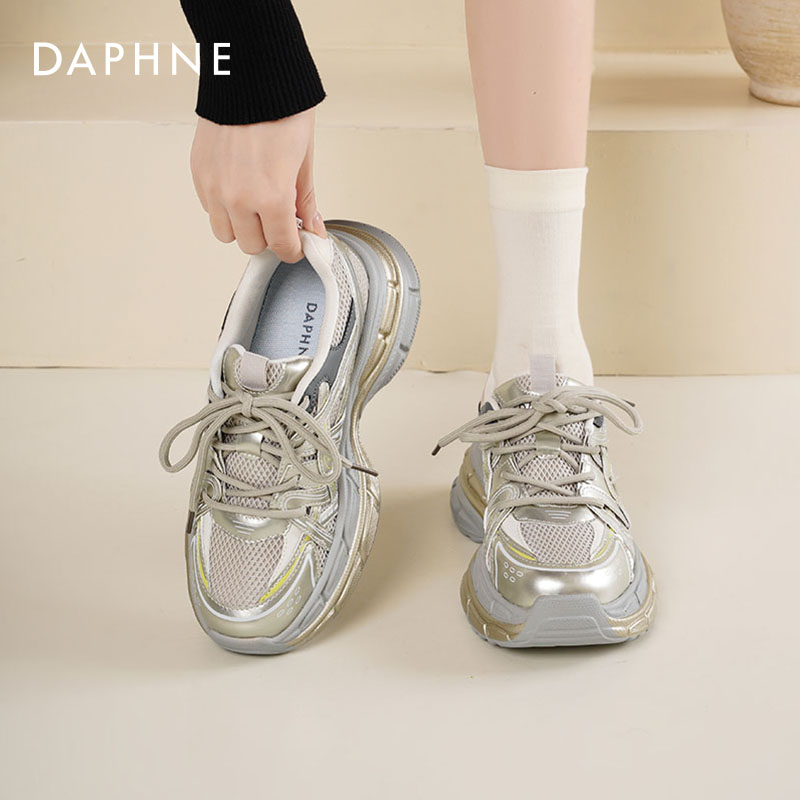 达芙妮复古老爹鞋新款女厚底增高