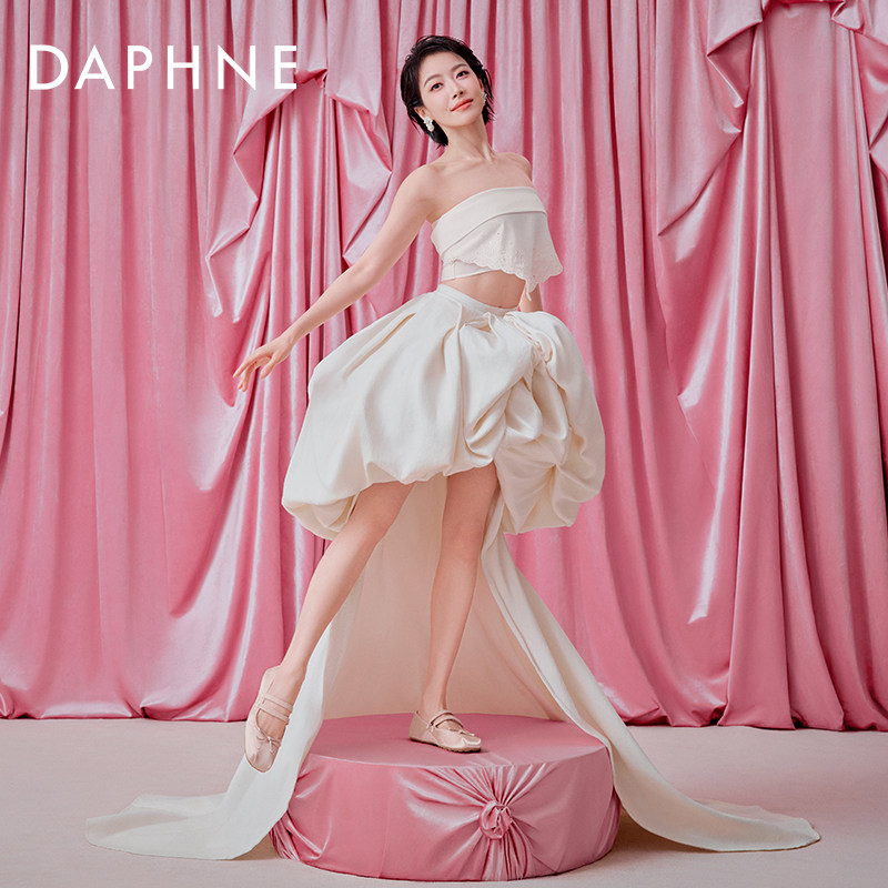 宋茜同款达芙妮云软芭蕾舞鞋女2026新款春季蝴蝶结玛丽珍真皮单鞋