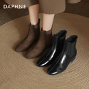 【达芙妮】冬季加绒新款中筒靴