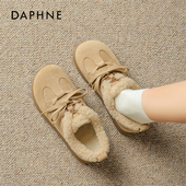 达芙妮加绒勃肯鞋 保暖雪地靴厚底全包复古毛毛棉鞋 女鞋 冬2025新款