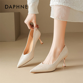 女2025冬季 细跟新娘鞋 新款 达芙妮高跟鞋 绝美气质浅口单鞋 法式 婚鞋