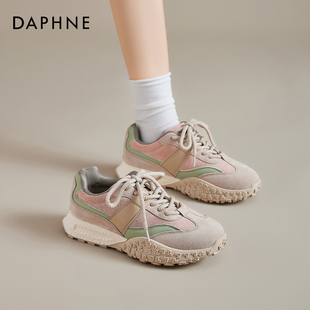 达芙妮粉色德训鞋女2026新款春季巨好看厚底跑步阿登甘山运动女鞋