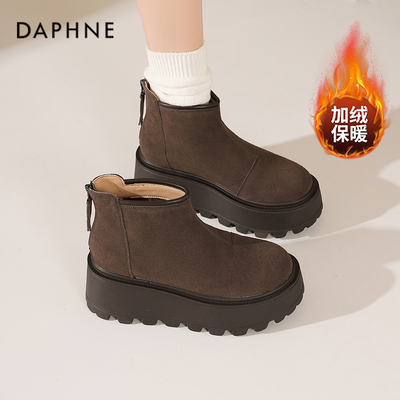 达芙妮厚底雪地靴女鞋加绒鞋子冬