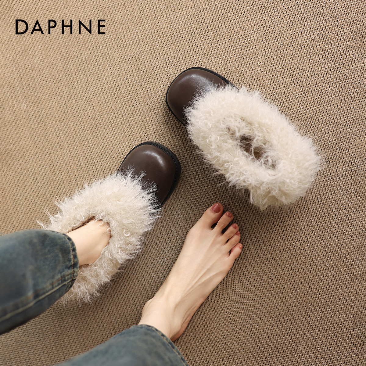 绝美加绒保暖毛毛单鞋加绒雪地靴