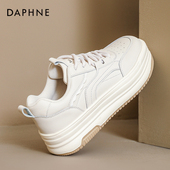 女2026新款 春季 休闲学生百搭增高面包板鞋 达芙厚底小白鞋 德训鞋 子