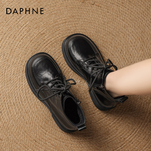 达芙妮黑色马丁靴女2025冬季新款美拉德加绒棉鞋厚底英伦风短靴子