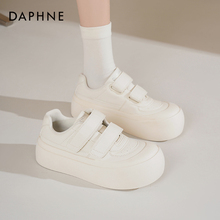 达芙妮魔术贴厚底小白鞋子女2025新款春季大头鞋爆款增高休闲板鞋
