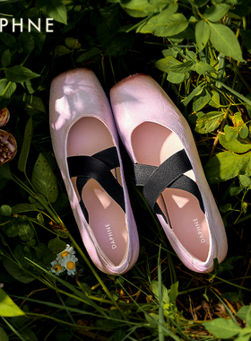 达芙妮紫色玛丽珍鞋女款2025新款方头外穿凉鞋猪鼻子芭蕾舞单鞋女