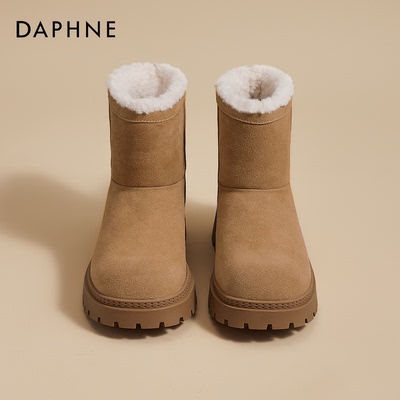 达芙妮厚底加绒雪地靴女勃肯棉鞋