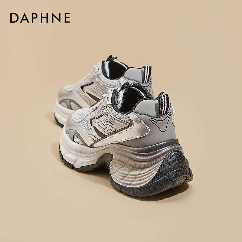 达芙妮银色厚底老爹鞋女运动女鞋