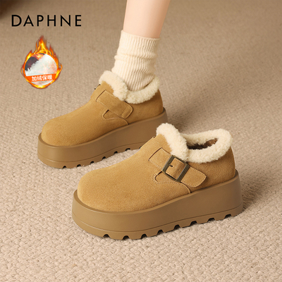 达芙妮厚底加绒勃肯鞋女毛毛棉鞋