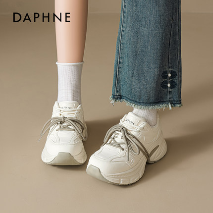 达芙妮厚底运动老爹鞋女2025新款7cm增高小个休闲百搭小白休闲鞋