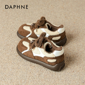 女2025冬季 新款 运动平底板鞋 达芙妮加绒德训鞋 百搭保暖雪地靴棉鞋