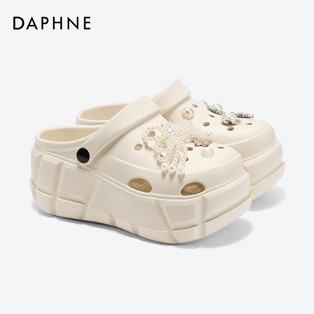 达芙妮夏季外穿厚底增高洞洞鞋女