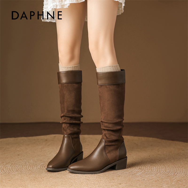 达芙妮美拉德靴子加绒长筒骑士靴