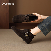 达芙妮短靴女冬季 加绒2026新款 切尔西靴平底内增高踝靴软底马丁靴