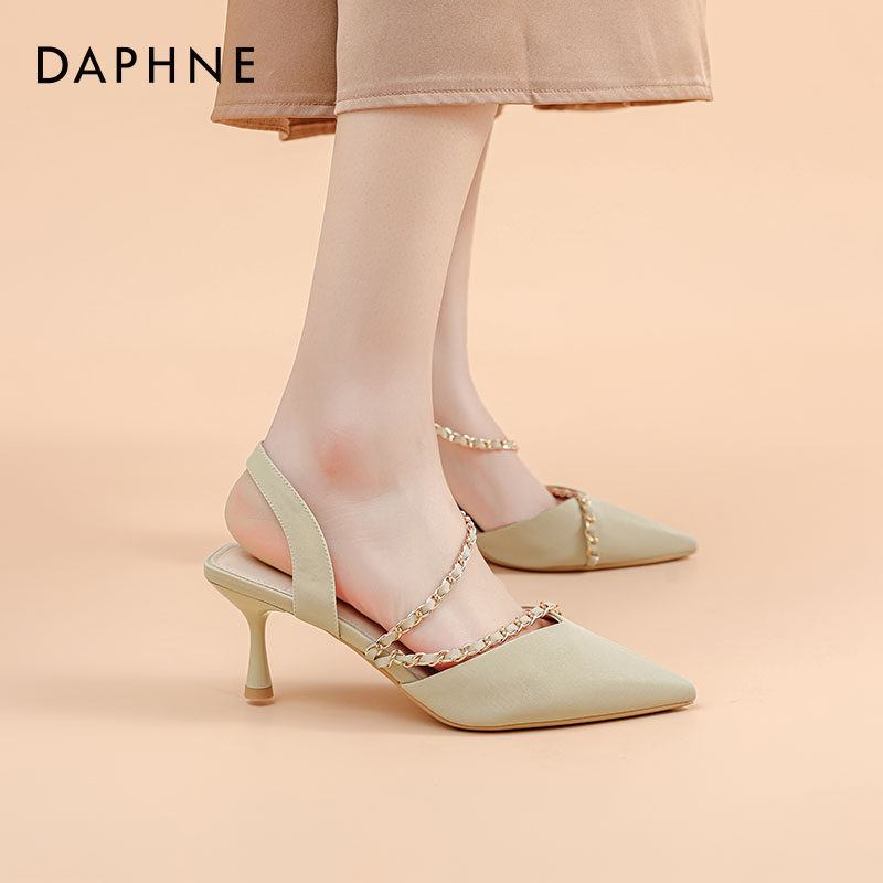 达芙妮尖头高跟鞋女2026新款细跟气质包头夏季单鞋女高跟凉鞋女款