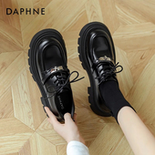 女2026新款 春季 英伦风小皮鞋 达芙妮厚底乐福鞋 女松糕黑色jk单鞋 女