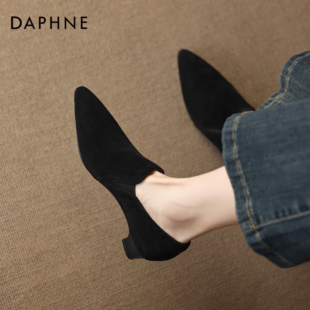 超软羊皮，舒适小方跟女士皮鞋子