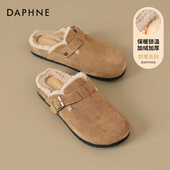 秋冬加厚软底厚底包头半拖保暖棉鞋 达芙妮加绒勃肯鞋 女2025新款 子