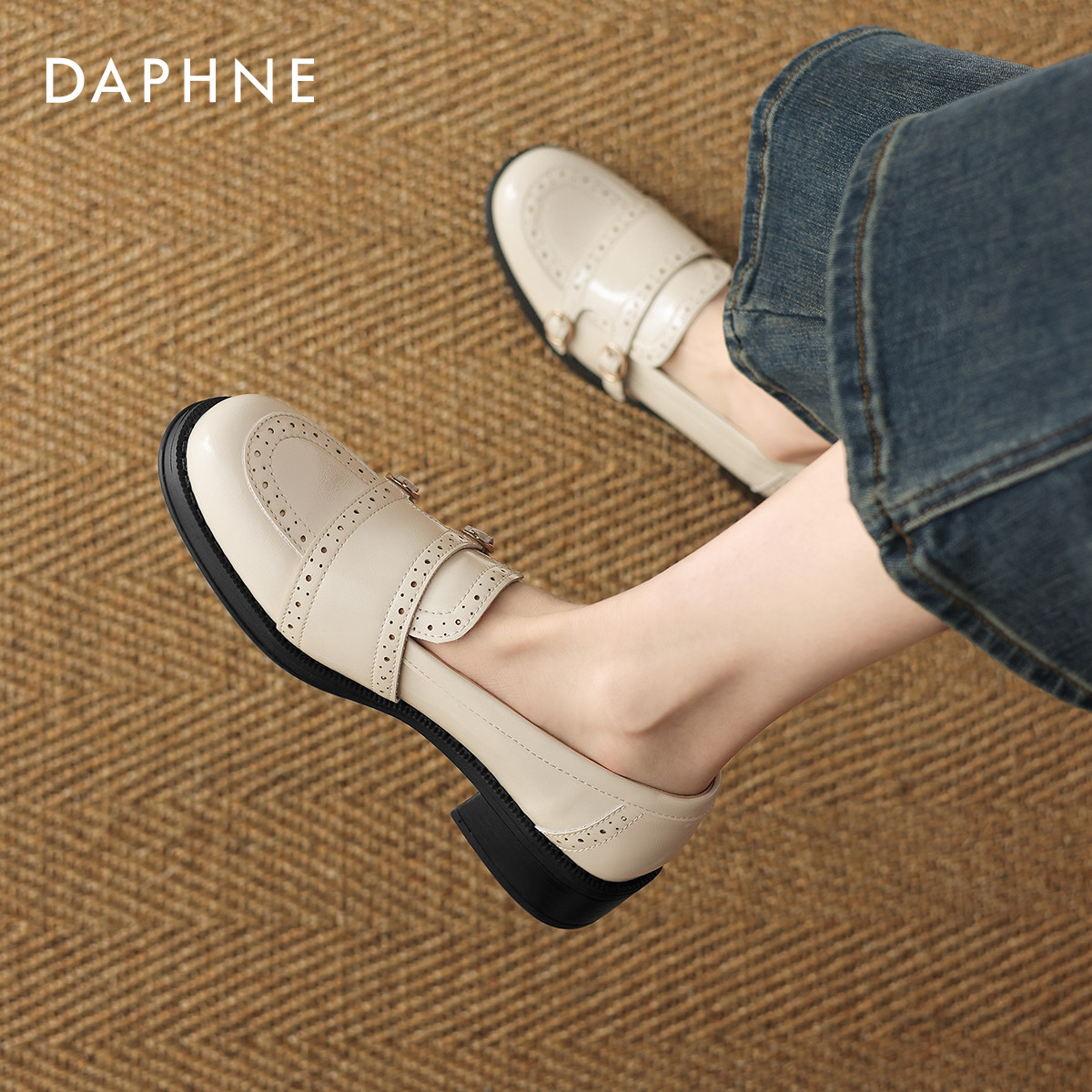 达芙妮乐福鞋女2026春季新款平底豆豆单鞋玛丽珍女鞋英伦风小皮鞋,女鞋,深口单鞋,淘宝优惠券,粉丝福利购,淘宝优惠卷