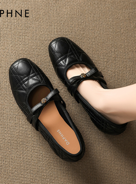 达芙妮法式小香风单鞋女2026巨好看晚晚玛丽珍鞋山茶花黑色皮鞋子