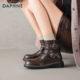 皮靴马丁靴女靴子秋冬季 达芙妮棕色小短靴2026新款 女款 加绒巨好看