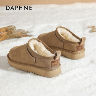 达芙妮雪地靴女款2025新款冬季加绒厚底短筒靴子防滑保暖东北棉鞋