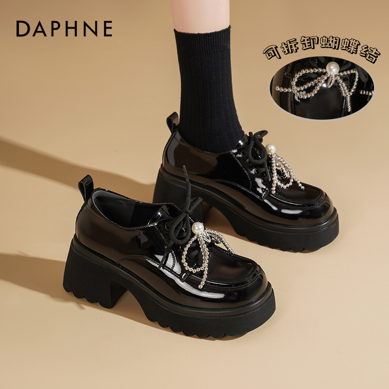 达芙妮春季新款厚底乐福鞋英伦风