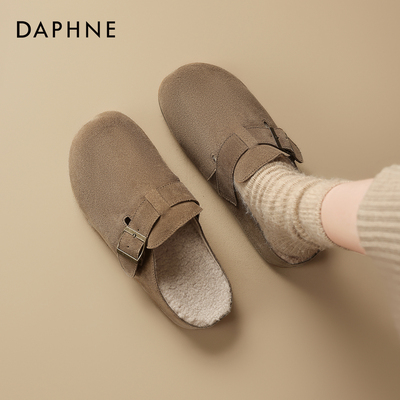 达芙妮加绒勃肯鞋女秋冬厚底毛毛