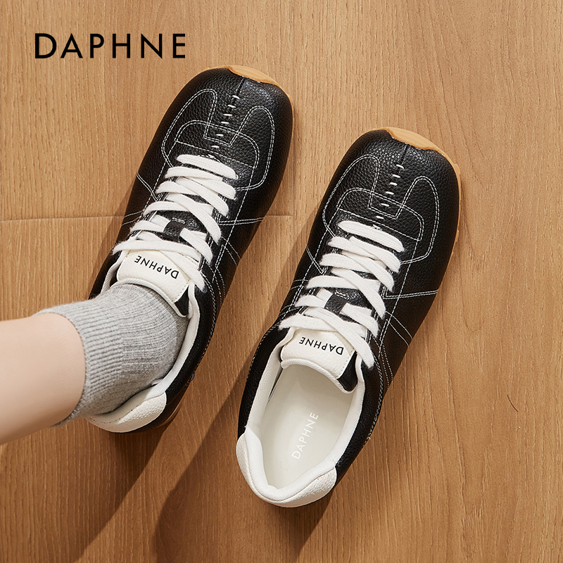 达芙妮黑色德训鞋女复古