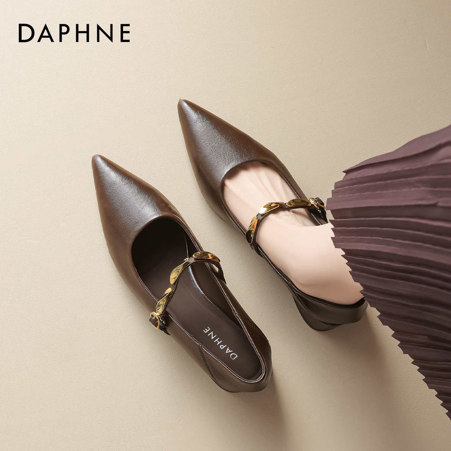 【达芙妮】复古玛丽珍鞋气质通勤