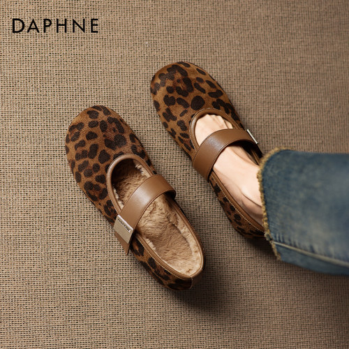 法式复古加绒毛毛单鞋女软平底鞋