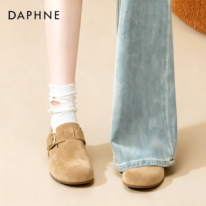 达芙妮厚底半拖勃肯鞋女