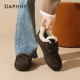 女鞋 2025冬季 新款 达芙妮德训鞋 魔术贴勃肯棉鞋 加绒毛绒咖色雪地靴