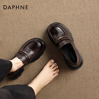 达芙妮黑色乐福鞋英伦风小皮鞋女