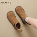 达芙妮加绒勃肯短靴女秋冬2025新款平底及踝靴子女马丁靴女款冬季