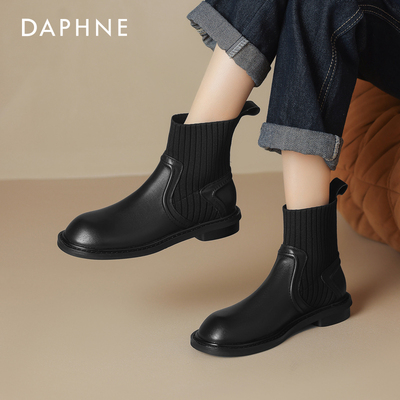 达芙妮平底短靴女弹力瘦瘦袜靴子