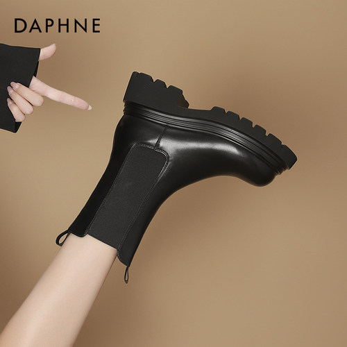 厚底切尔西短靴复古气质达芙妮