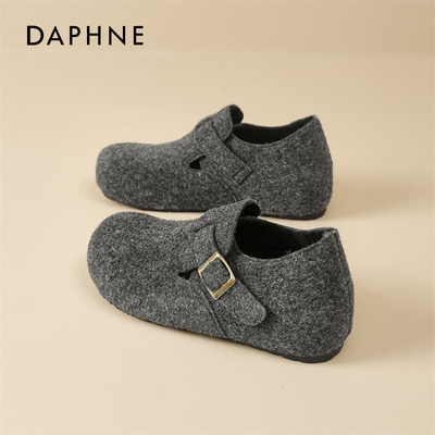 达芙妮灰色勃肯鞋女厚底增高棉鞋