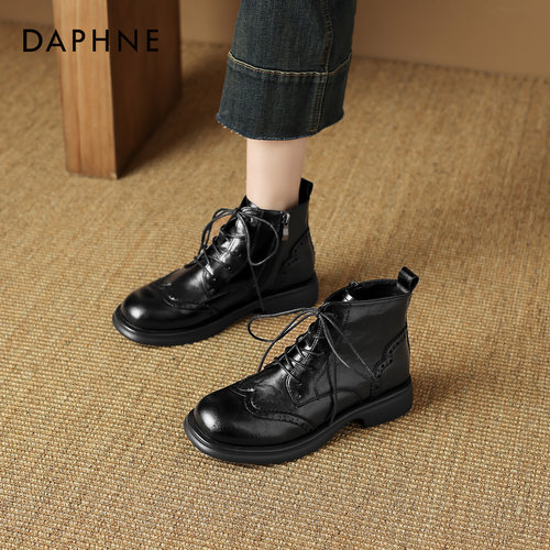 达芙妮布洛克马丁靴踝靴黑色靴子