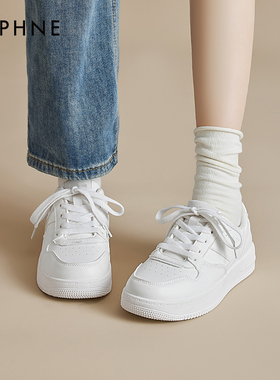 达芙妮厚底小白鞋女2026春季新款平底百搭休闲运动白色板鞋子学生