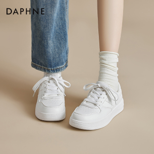 平底百搭休闲运动白色板鞋 新款 子学生 女2026春季 达芙妮厚底小白鞋