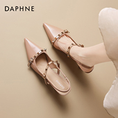 气质一字带高跟鞋 达芙妮裸色包头时装 夏季 法式 凉鞋 外穿女2026新款