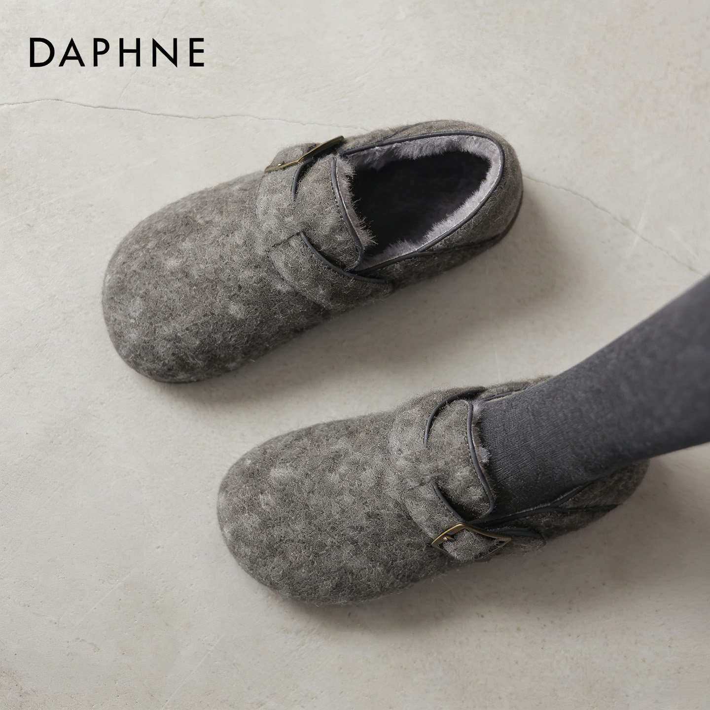 达芙妮灰色勃肯鞋女2026新款冬季加绒保暖棉鞋雪地靴平底毛毛女鞋,女鞋,勃肯鞋/软木鞋,淘宝优惠券,粉丝福利购,淘宝优惠卷