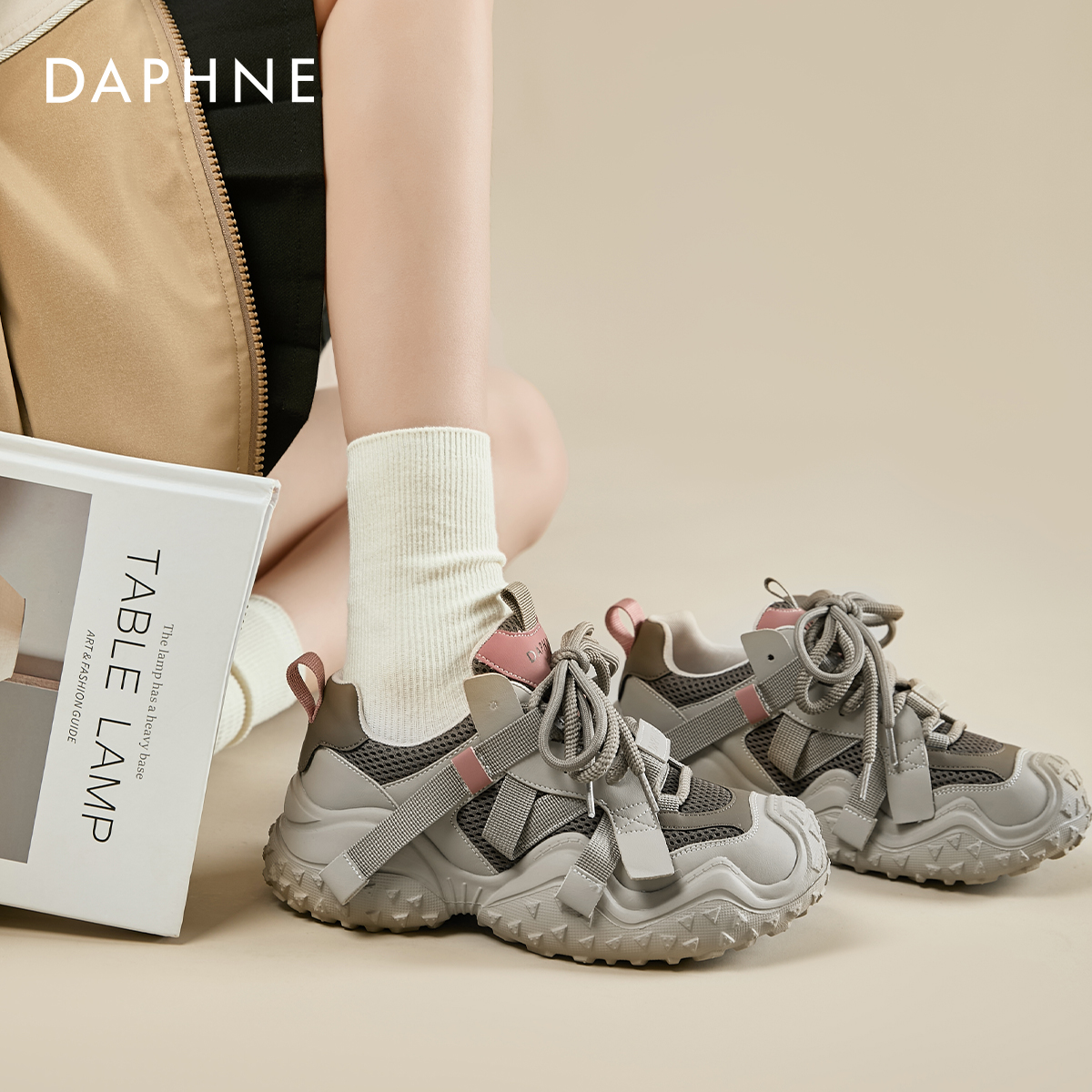 达芙妮厚底老爹鞋女春夏季鞋子女款2025新款休闲鞋透气运动鞋女鞋