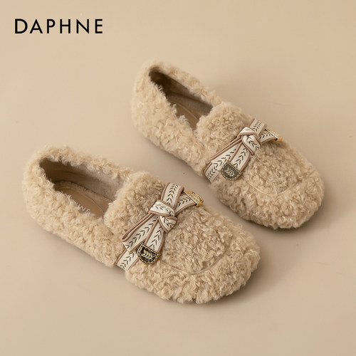 达芙妮毛毛鞋女2025秋冬爆款毛茸茸棉拖鞋懒人一脚蹬加绒保暖棉鞋