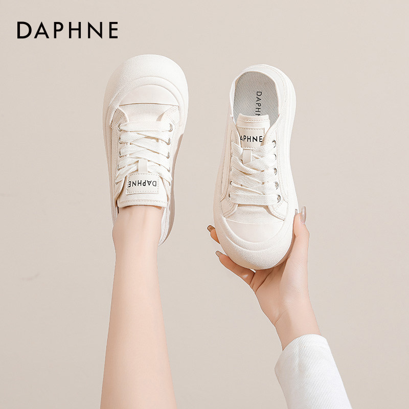 达芙妮厚底小白鞋2026新款春休闲百搭运动板鞋丑萌大头鞋帆布鞋女