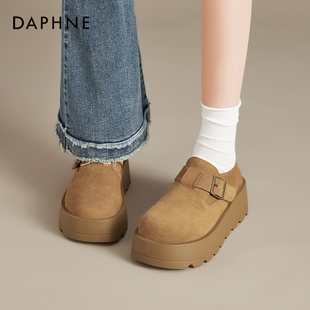 达芙妮厚底勃肯鞋女春季2026新款全包增高博肯真皮超火一脚蹬单鞋